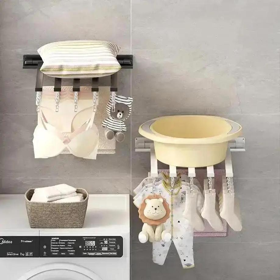 Víceúčelový skládací sušák na prádlo Bez vrtání Domácnost Kuchyně Koupelna Balkon Závěsný sušák na prádlo Spodní prádlo Ponožky