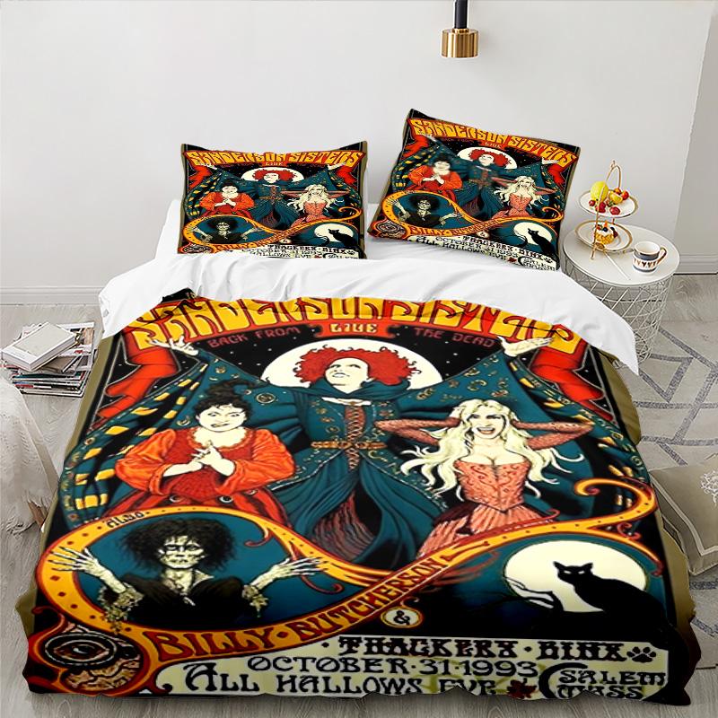 Halloween Horror Witch Bedding Set 3pcs, High Quality Bedding Set Including 1pc Duvet Cover And 2pcs Pillowcases for Bedroom, Dormitory Gift