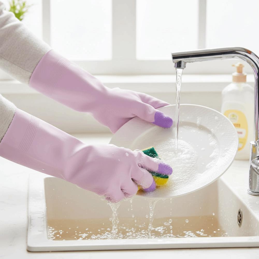 3Pairs/Set Oil Resistant Latex Gloves Thickened Cleaning Gloves Dishwashing Gloves Car Washing