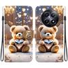 Handmade PU Leather Flip Case for Realme 12 (5G/RMX3999) Anti-Slip Shockproof Cover with Wrist Strap & Heart/Rose Cat Designs