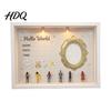 Custom Family Memory Box DIY Mini Museum Silhouette with Light Photo Display Frame Kit Shadow Gift Gold Frames Figurines Keepsake for Baby Newborn