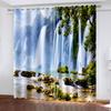 Nature Landscape Sunshine Forest Semi Blackout Curtain Set of 2 Panels for Bedroom Living Room Kitchen Office Home Decoration