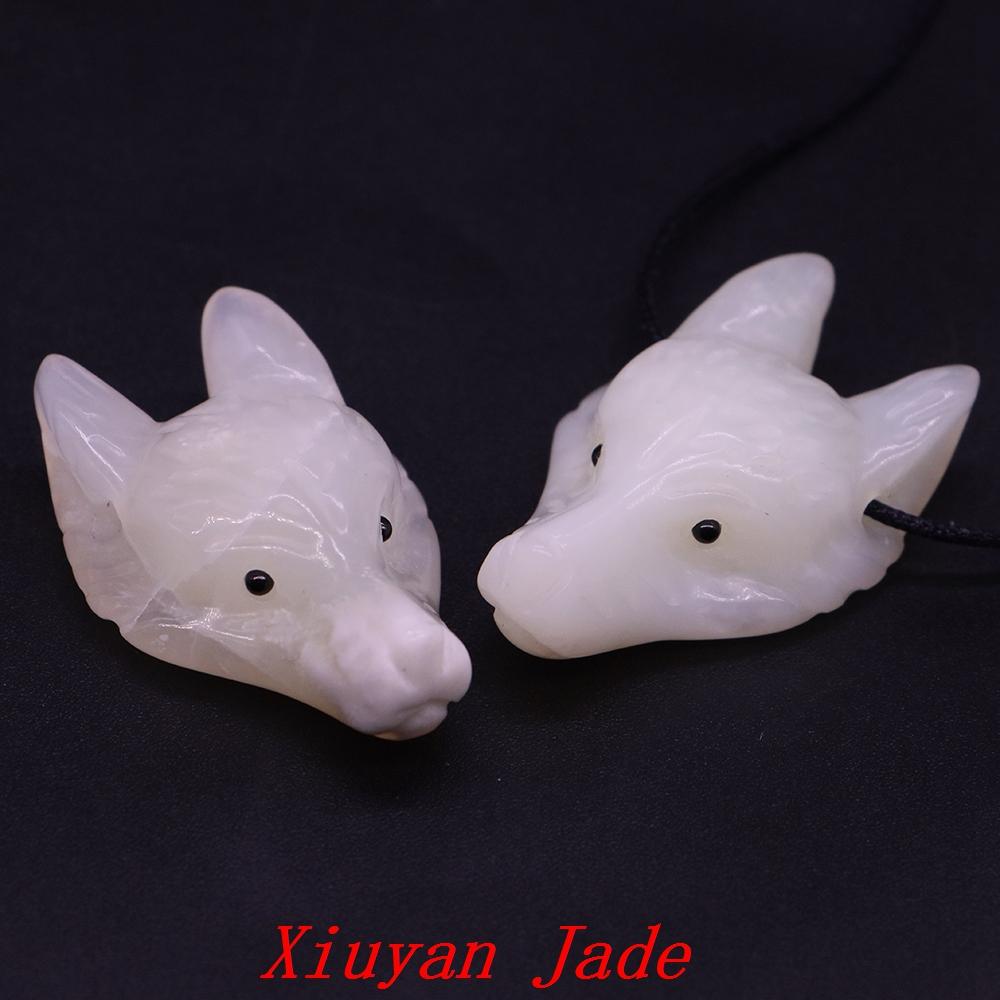 Testa di Lupo in Pietra Naturale da 1,5" Cristallo Curativo Reiki Animale Scolpito a Mano Statuetta Decorazione in Pietra Preziosa Fai da Te Accessori per Gioielli Regali