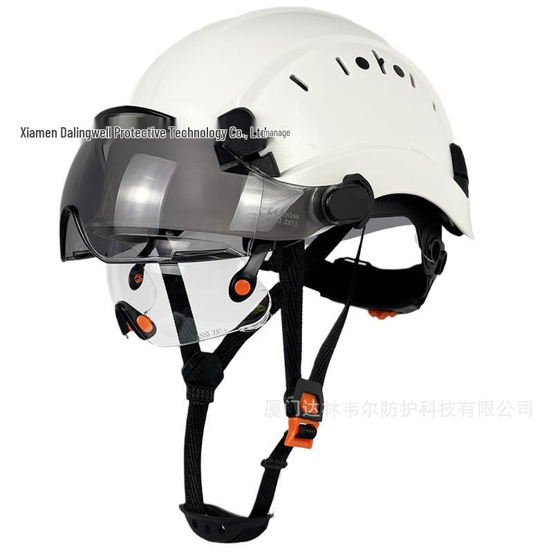CE Anti-Smash Construction Safety Helmet with Dual Goggles, ABS Material, National Standard