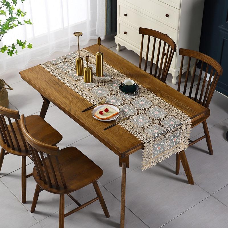 Lace Table Flag Embroidery Hollowed Out Dining Table Decoration Long Strip Cloth Wedding Party Tablecloth Taplak Meja Cutwork Table Runner Home Decora