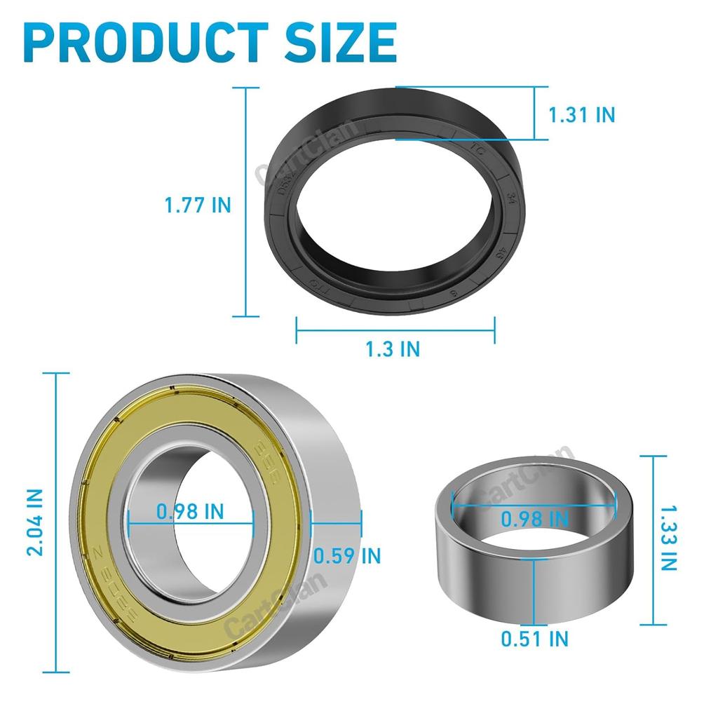 Rear Axle Bearing Bushing & Oil Seal Kit for Club Car DS & Precedent 1986-2014 Electric Golf Cart OEM 1011291 1014207 1013794