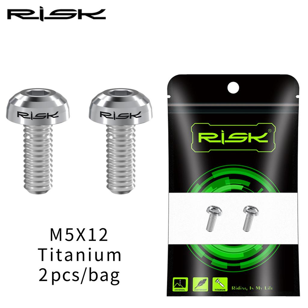 RISK 2pcs Bike Bottle Holder Screw Titanium Alloy MTB Bicycle M5x12 Cage Bolts Fixing Air Pump Bracket Screws For Cycling Repair 6