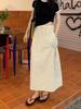 Chic Drawstring Pocket Design Cargo Skirt Women Summer Retro High Waist Gyaru Split Long Skirts Harajuku Fashion Streetwear New