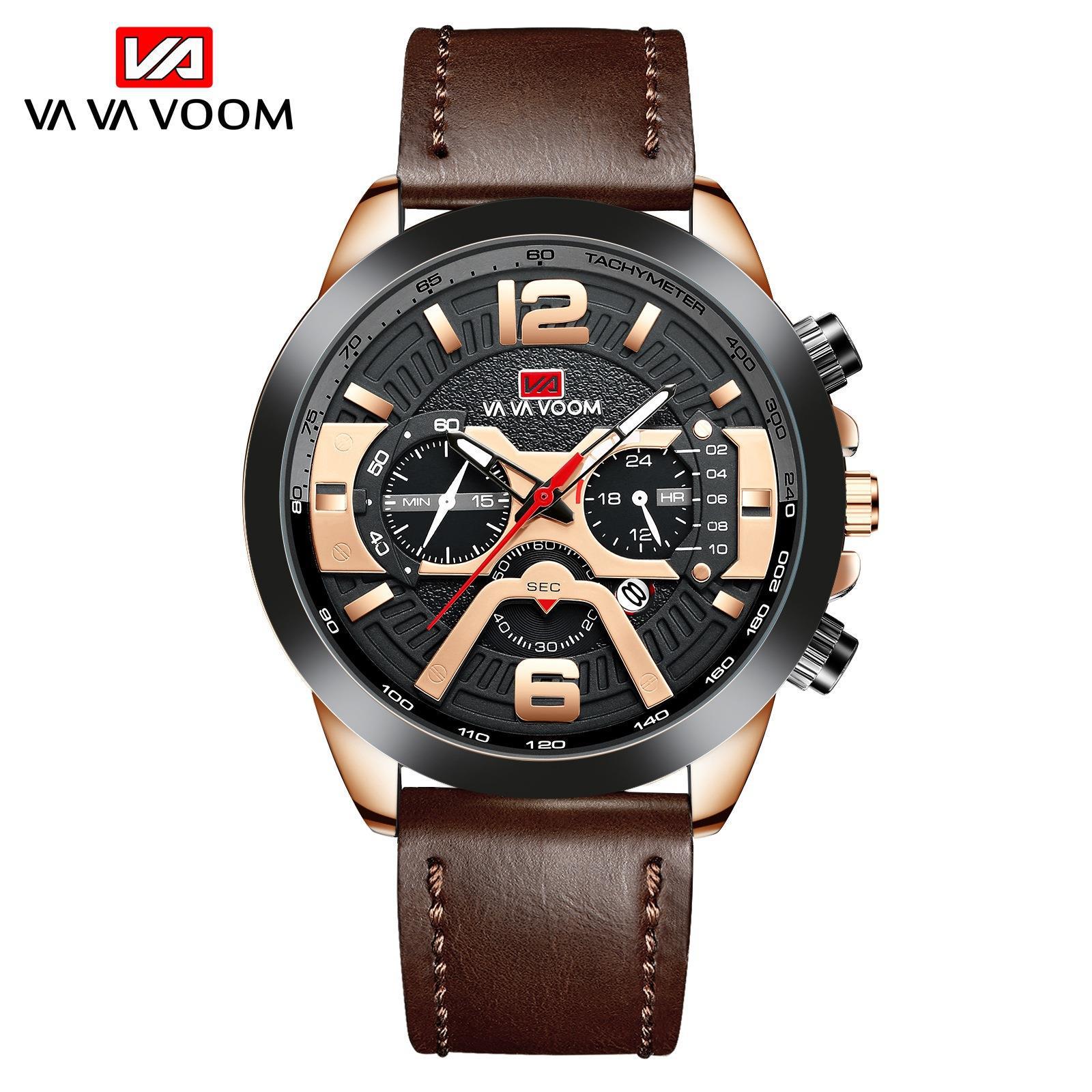 

Cross-Border Men s 8329 Casual Business Leather Strap Watch with Calendar