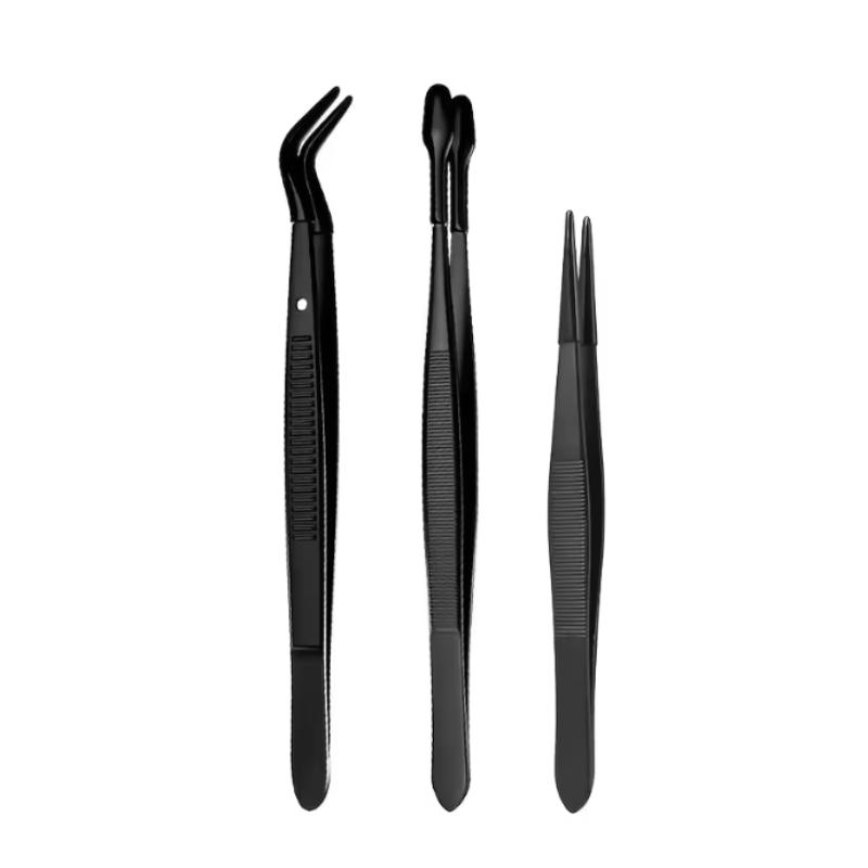 2/3/5Pcs Tweezers With Rubber Tips Stamp Clip False Eyelash Tweezers Rubber Pvc Flat Tip Bent Tip Tweezers Clamping Tool