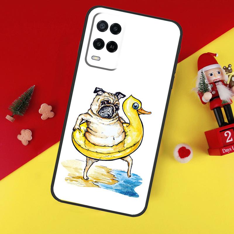 Cute Pug Dog Case For Oppo A94 A74 A54 A60 A40 A80 A16 A76 A96 A98 A58 A78 A18 A38 A57 A17 A15 A5 A6 Pro