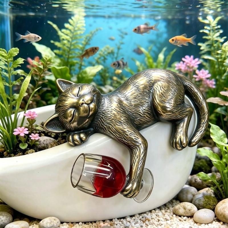 Handcrafted Drunk Cats Figurine Small Shelf Decorative Item Suitable for Work Environment and Home Space