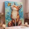 DIY Framed Pearl Painting Kit with Fox and Butterfly 5D Sparkling Bead Art Canvas Ready To Display Home Decor Relaxing Craft Gift Idea