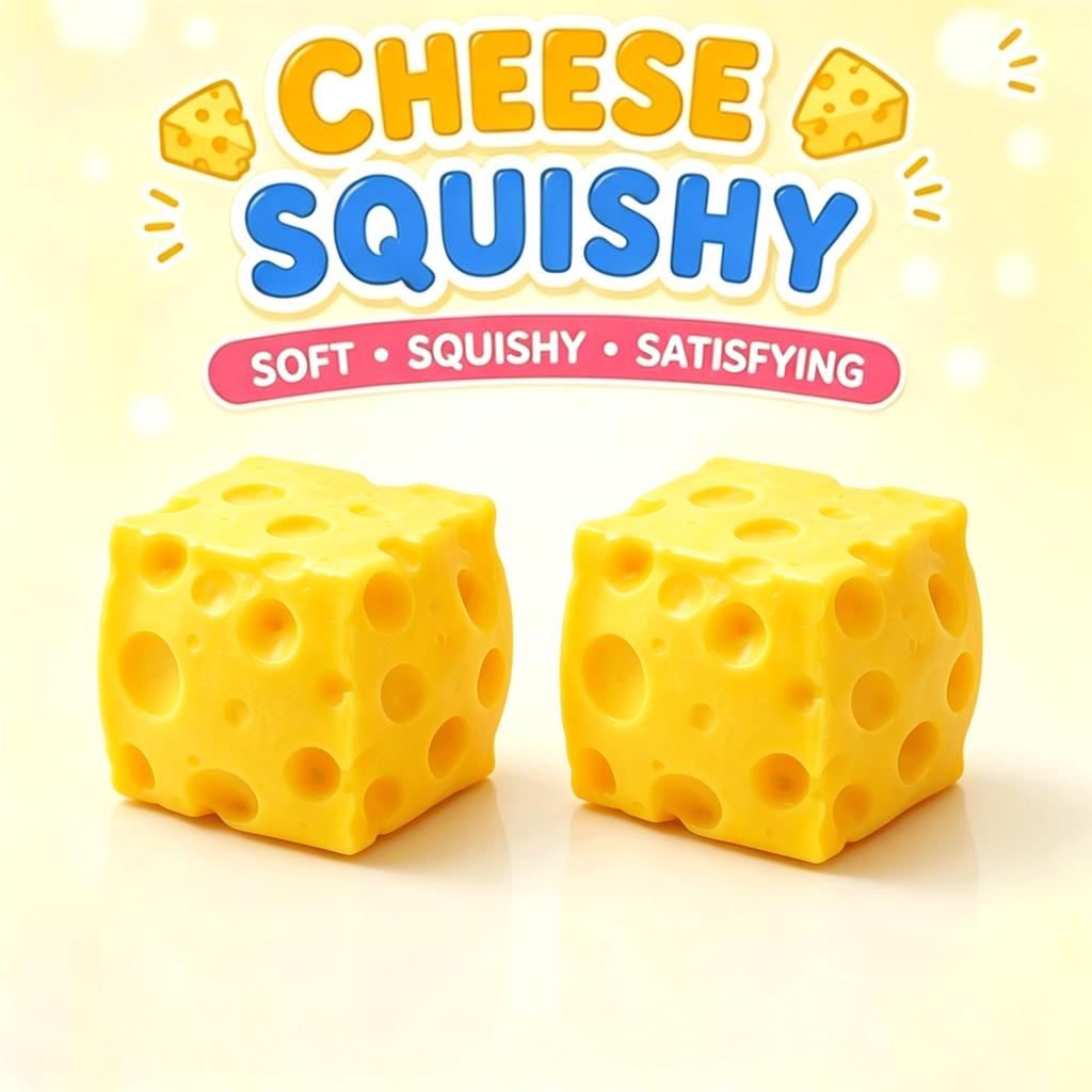 Squishy Cheese Squeeze Toy  Stress Ball Simulated Cheese Adult Fidget Butter Soft Shapeable Fingertip Sensory Toy