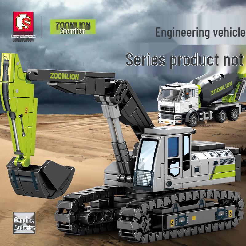 Senbao 705100-705103 Engineering Vehicle Building Blocks Set: Mixer, Transport Crane, Bulldozer for Kids