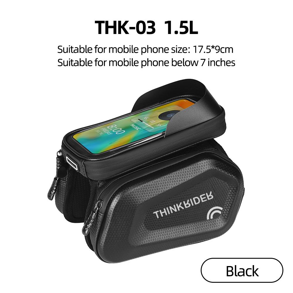ThinkRider Bike Bag 2L Frame Front Tube Cycling Bag Bicycle Waterproof Phone Case Holder 7 Inches Touchscreen Bag