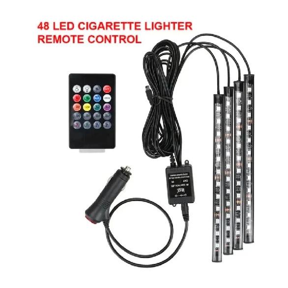 Universal Car RGB Ambient Lights LED Strip Interior Atmosphere Lamps 8 Colors Decorative Off Road 4x4 SUV Automobile Accessories 48LED Cigar Lighter