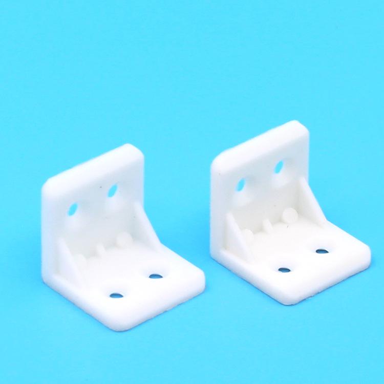 Thickened White Nylon Corner Bracket, L-Shaped 90 Degree, Triangular with Cover for Furniture Cabinet Connector