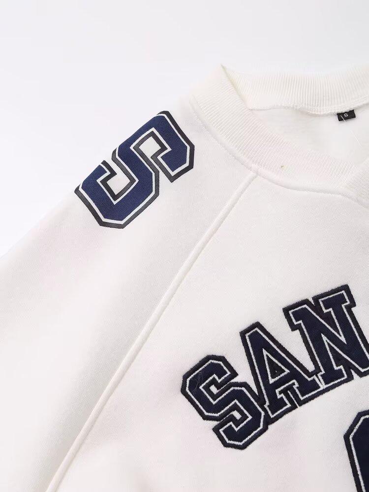 2024 Autumn Women's College Style European & American Fashion Sweatshirt and Casual Pants Set