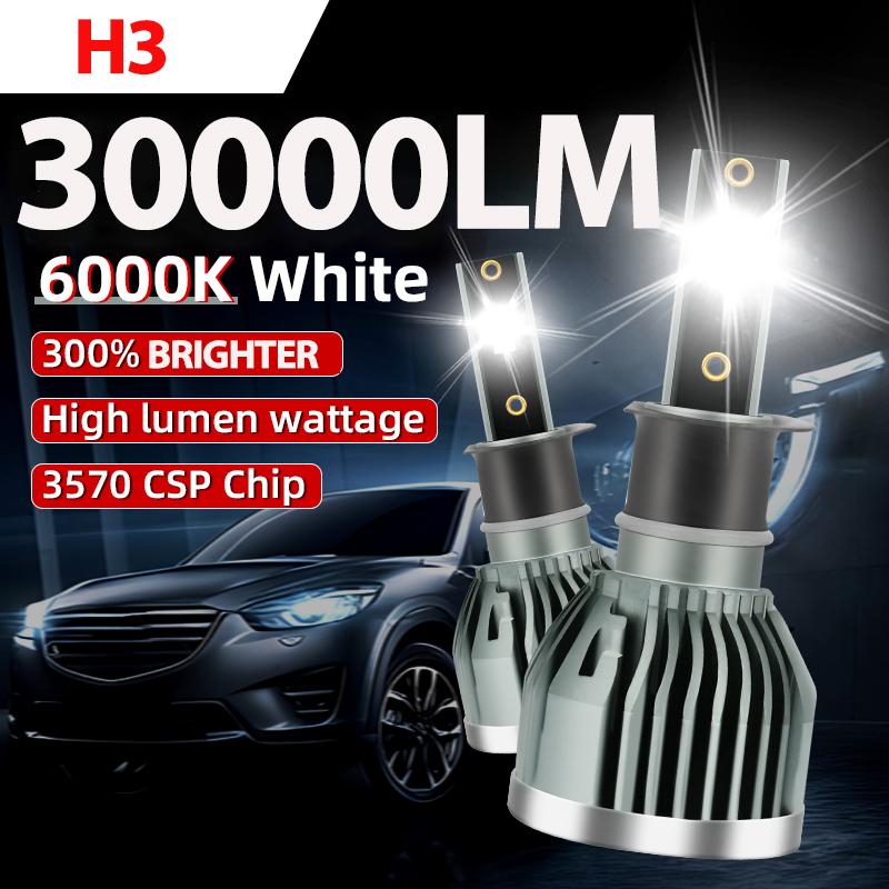 Cooling System 30000LM  H3 Car LED Headlight Bult in Driver High Quality 3570 CSP Chips LED Bulbs