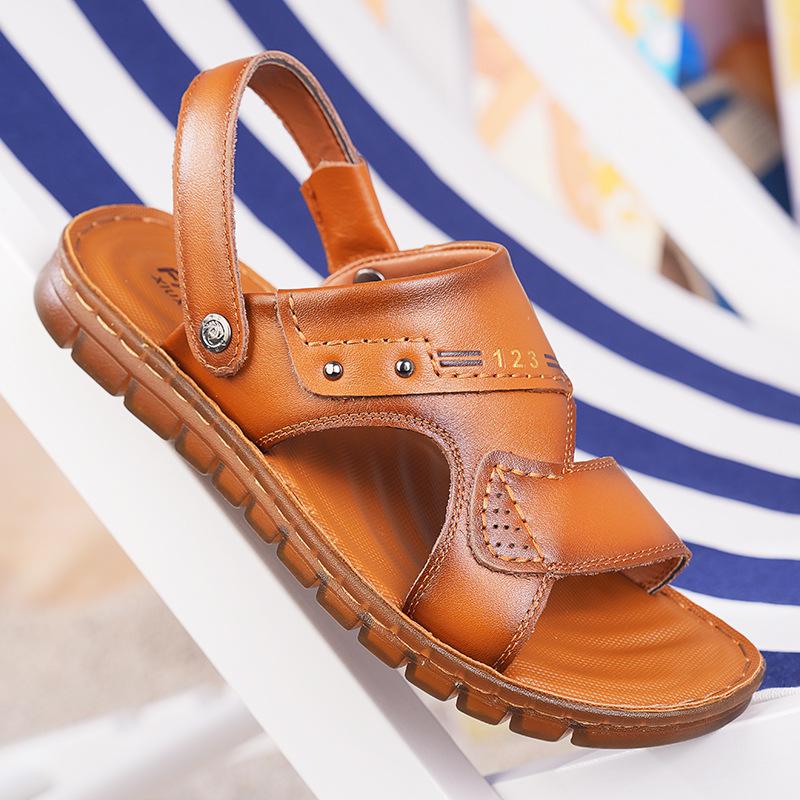 

Genuine leather cowhide men s beef tendon soles beach shoes soft sole non-slip dual-purpose cool slippers 44