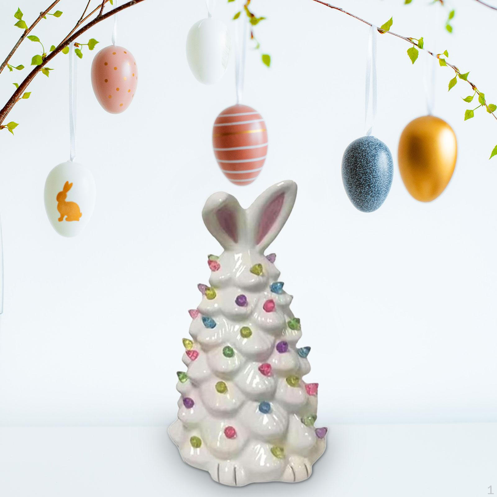 

Скульптура кролика с подсветкой Пасхальный декор высотой 6 дюймов для украшения дома White
