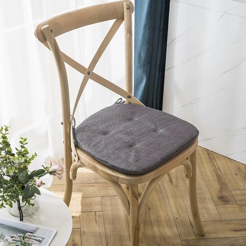 Jednokolorowa lniana poduszka na krzesło | Antypoślizgowa, uniwersalna poduszka na siedzisko na wszystkie pory roku | Nordycki design do domowego biura lub stołka do mahjonga