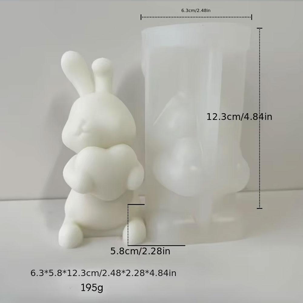 Romantic Rose Love Bear Silicone Candle Mold Flower Rabbit Plaster Doll Making Tool Heart Bunny Wedding Party Decor  Bride Gifts