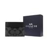 Coach Card Case Classic Monogram Print Three Credit Card Slots Coated Canvas Men Card Holder Gray Black 58110-CQBK