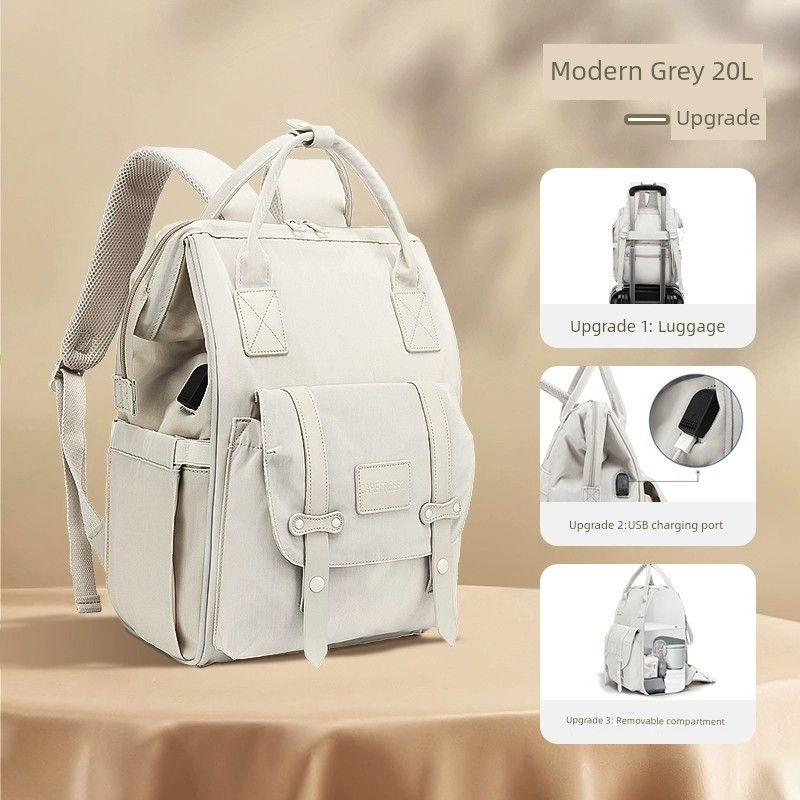 

Baby Large Capacity Stylish and Lightweight Go out Bag for Mom Upgrade-Modern Grey 20L + Baby Car Hook