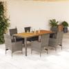 VidaXL Garden Dining Set and Cushions 7 Pcs Grey Rattan Acacia, Outdoor Dining Set, Furniture of 3278679