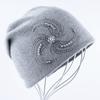 Winter Knitted Beanie Hats For Women Pearls Rhinestone Flower Knit Wool Beanies Ladies Angora Hat