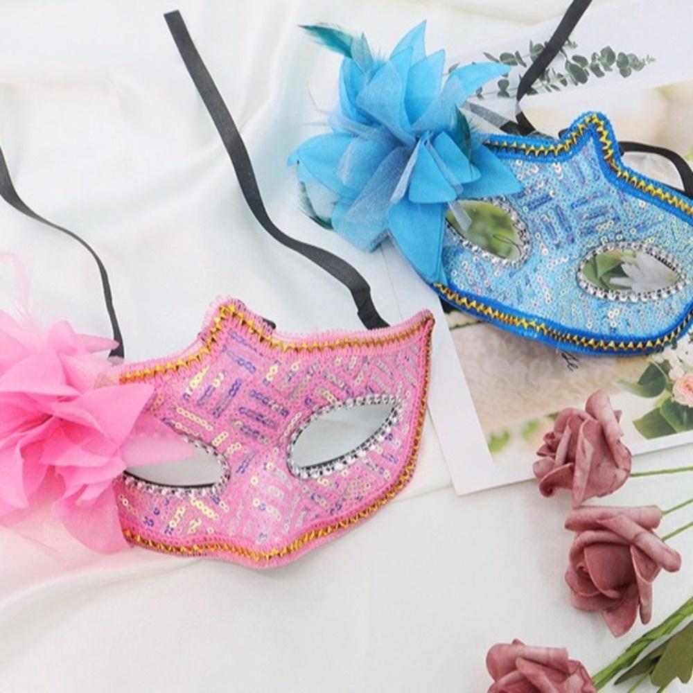 Sequin Halloween Party Mask Feather Masquerade Mask Facial Accessories Flower Mask Girl
