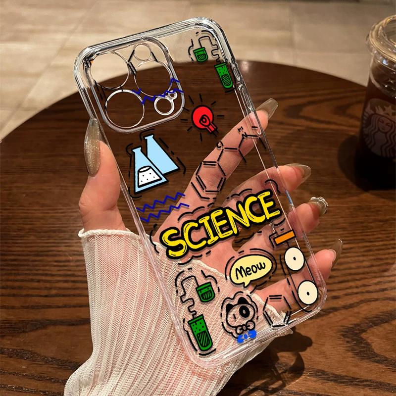 Cute Graffiti Doodle TPU Phone Case For IPhone 15 14 13 12 11 Pro Max X XR XS 8 7 Plus, Clear Shockproof Protective Cover