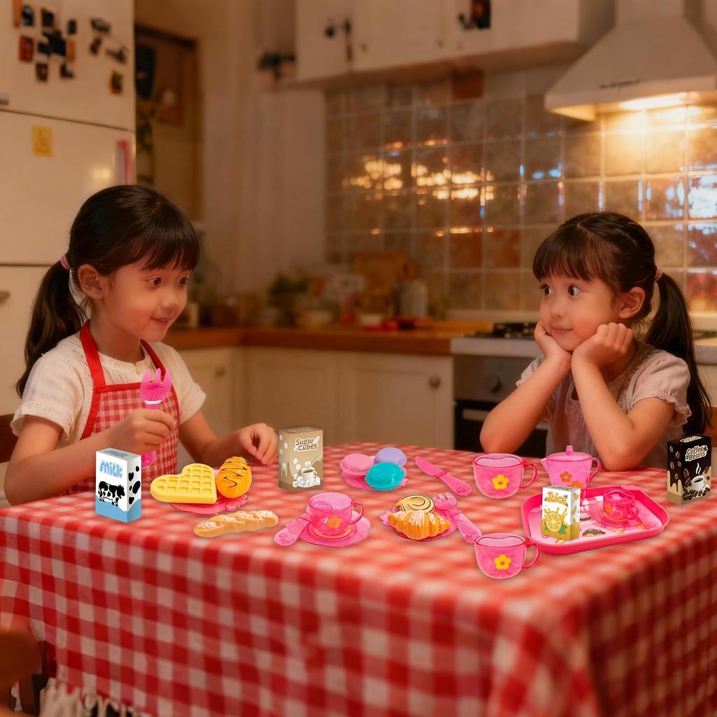 OTONOPI Podwieczorek Zabawka i Jedzenie 33 Udawanie Wewnątrz Edukacyjny Dziewczynki i Urodziny Wejście do Szkoły Zestaw Wieków, Herbata, Deser, Zestaw, Sztuki, Zabawa, Gra,