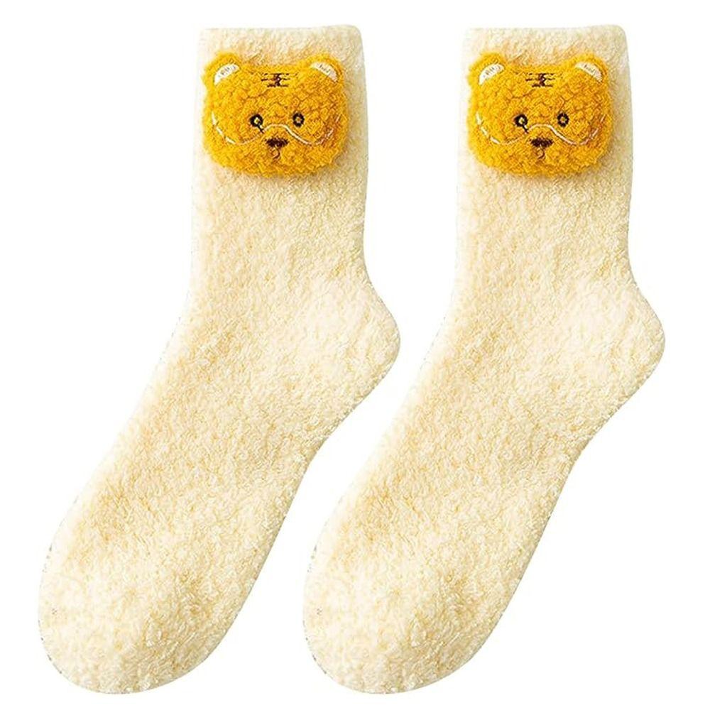 Warm 3D Animal Cartoon Socks Soft Coral Fleece Fluffy Animal Plush Socks Floor Socks  Women Girls