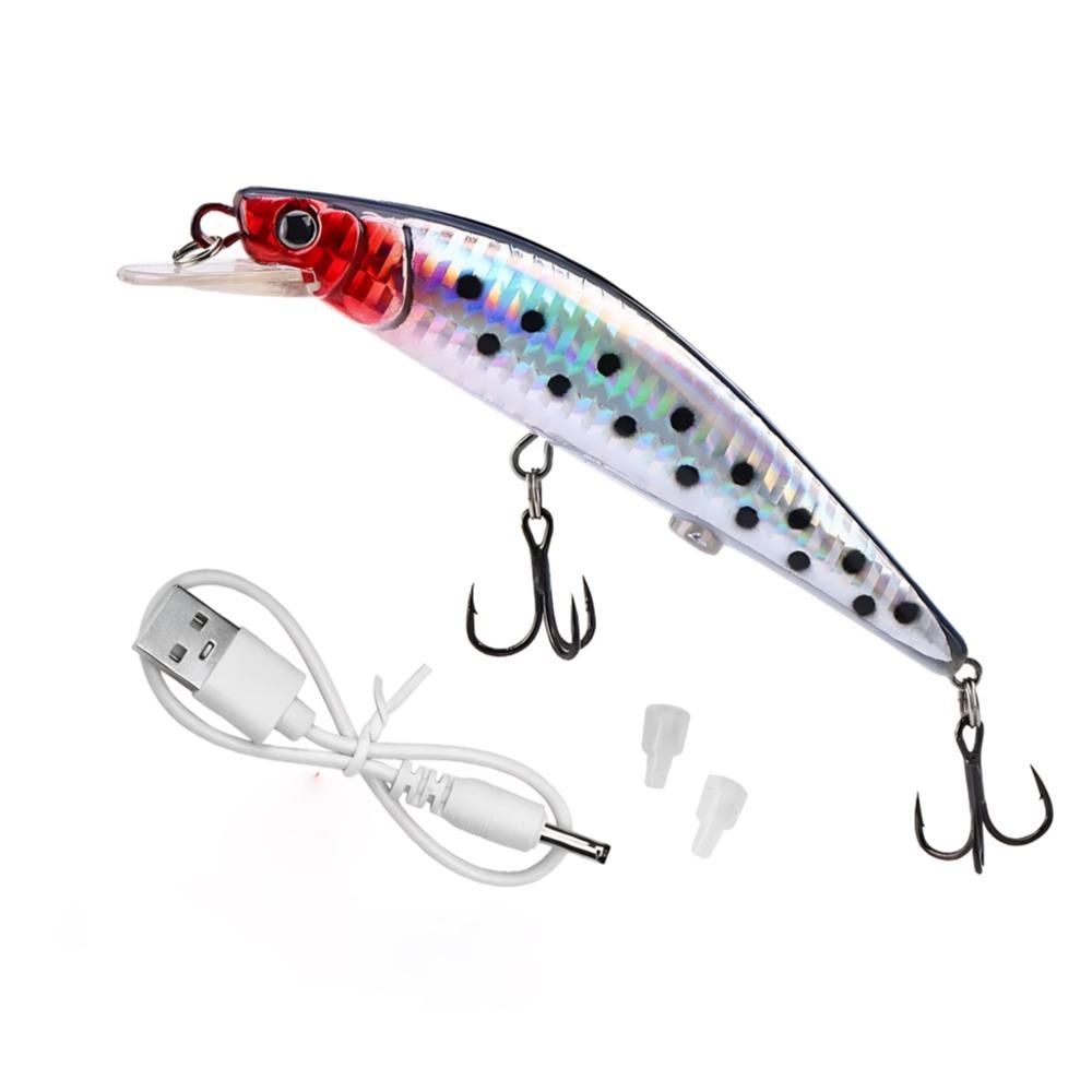 Esche Elettroniche Ricaricabili USB per Pesca Elettronica Esca Elettronica per Pesca in Mare Esca Artificiale Vibrante Amo Triplo Esca per Ghiaccio Invernale Esca Dura per Acqua Salata