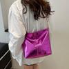 Large Capacity PU Leather Tote Bag Solid Color Women Handbag Retro Chain Shoulder Bag  Party