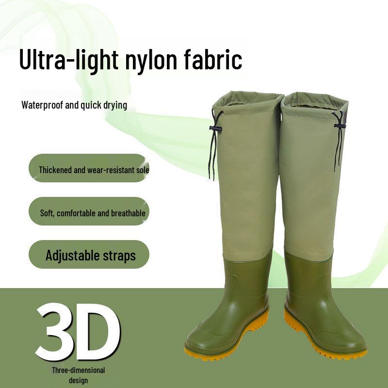 Αδιάβροχες Δερμάτινες Γαλότσες Ολόσωμες με Χοντρή Ψηλή Κορυφή για Ιππασία