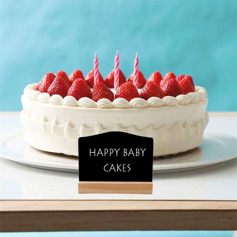10Pcs Small Chalkboards with Wood Stand Double Sided Message Board Sign Table Number Food Sign for Wedding Party