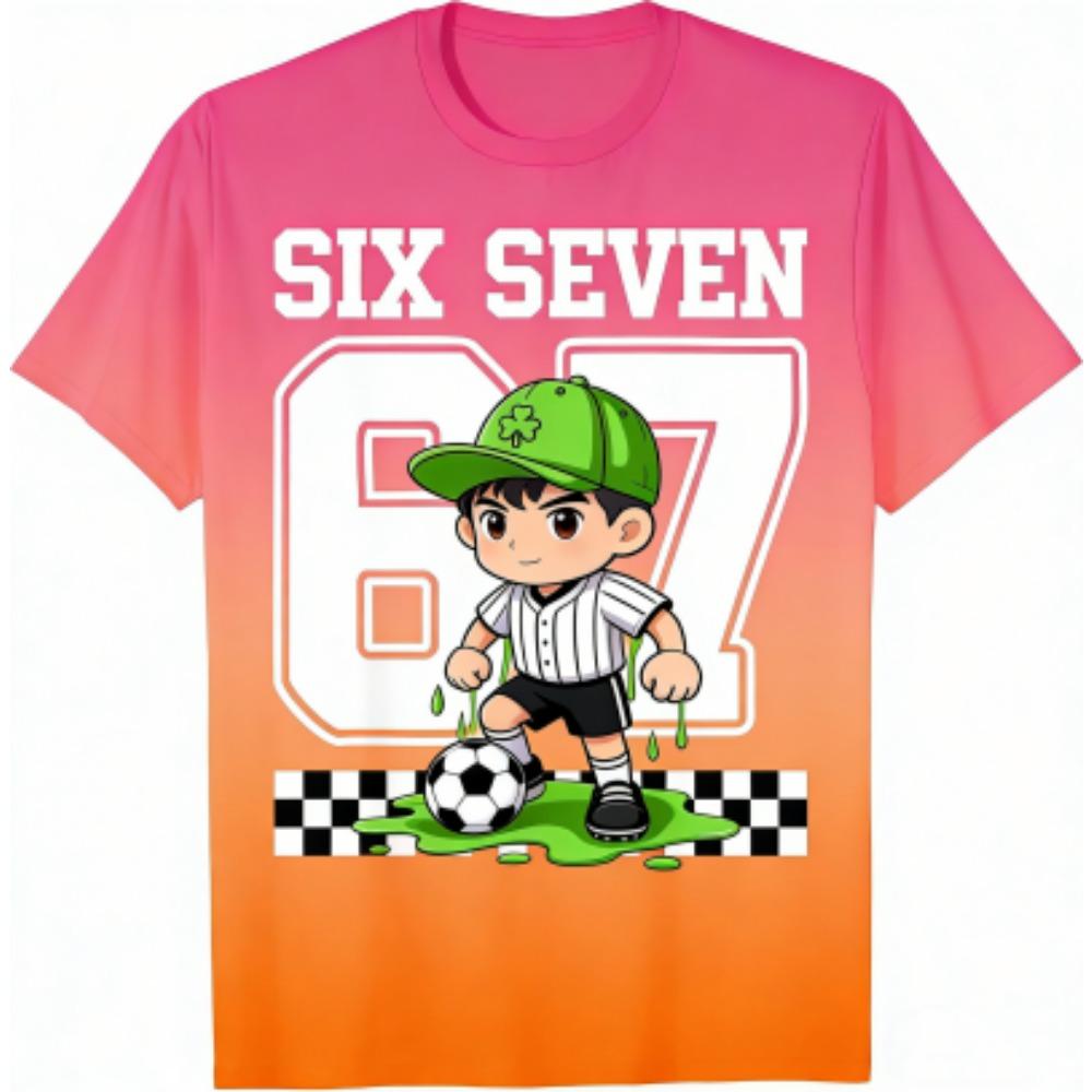 Fashion Kids T-Shirt Fun 67 Six Seven Print Boy and Girl Tees Top Summer Short Sleeve O Neck Casual Outdoor Kids Clothing