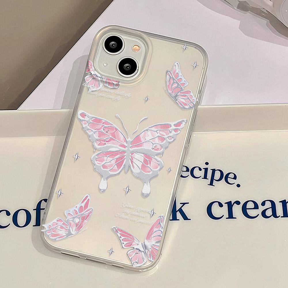 Pink premium butterfly for iPhone17promax Apple 17 matte phone case 16/15 anti-drop ins wind