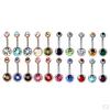 10 Pcs 14g Crystal Belly Button Glitter Gem Prong Stainless Steel Navel