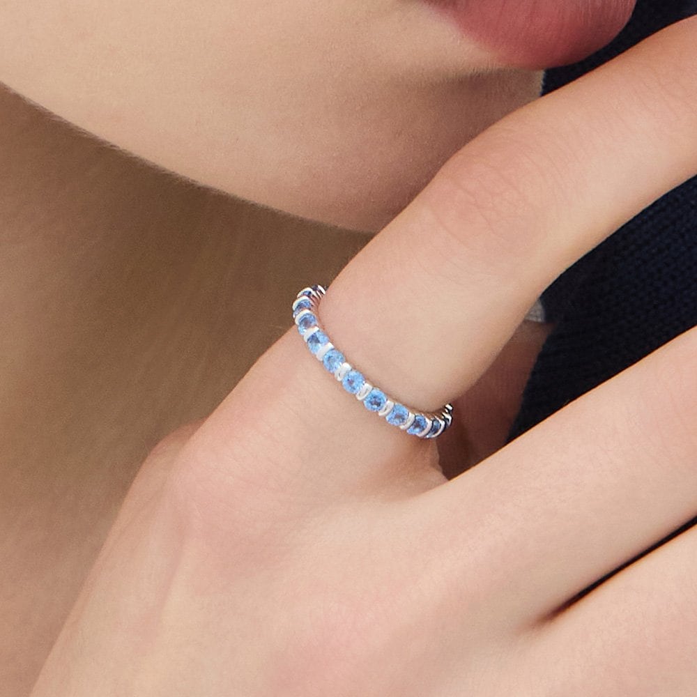 Essence Silver (W) Modern Tennis Ring 2.5mm Sky Blue Hl4R45421W9
