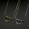 Twisted Hollow Heart Snake Chain Necklace For Women Stainless Steel Sliding Pendant Design Dainty Everyday Clavicle Jewelry