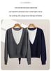35% Cashmere Women's Color Block Faux Layered Korean Style Pullover Sweater