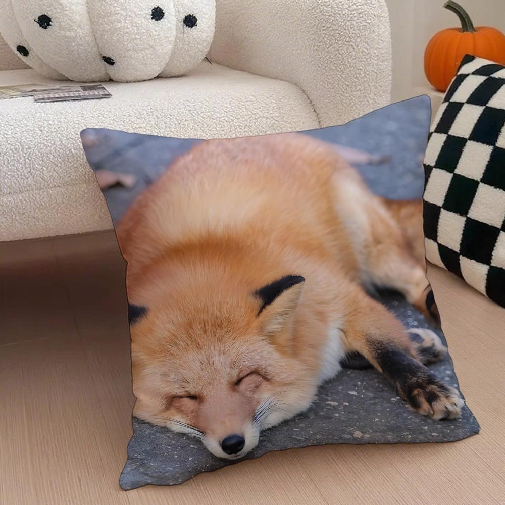 funny foxy photograph Cushion Cover Throw Pillow Cover Hidden Button Durable Polyester Chair Cushion