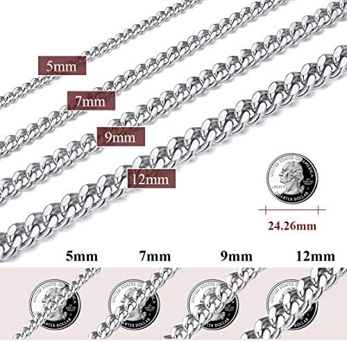FindChic Stainless Steel Flat Chain Necklace for Men Women Silver Gold Black Hip Hop Jewelry with Free Gift Box Valentine Birthday
