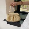 Mori Retro Literary Handmade Straw Woven Bag Woven Bag New Fashionable Women's Clip Single Shoulder Messenger Bag