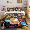 Space Theme Astronaut Pattern Bedding Duvet Cover Set  (1*Duvet Cover 2*Pillowcases, Without Duvet Insert)